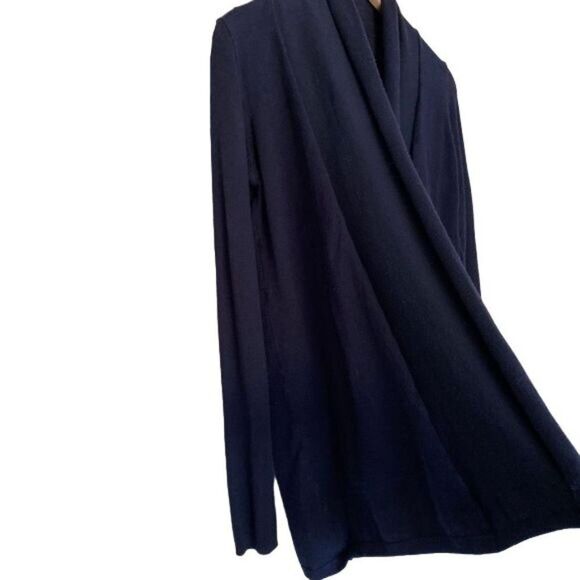 Zara Small Navy Cardigan Open Front Flyaway Sweater - Picture 3 of 9